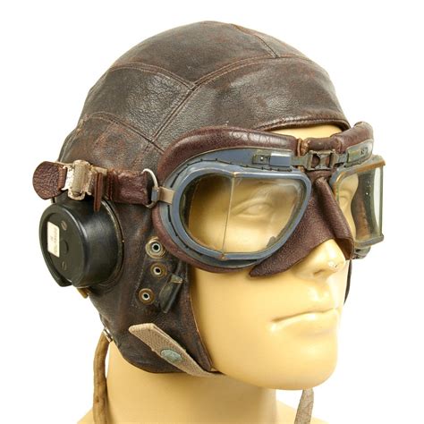 leather fighter pilot helmet